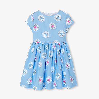 Robe enfant fille en popeline - bleu/multico