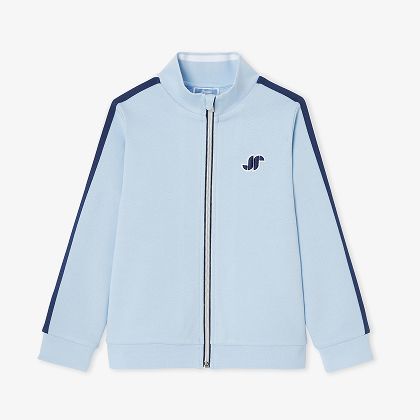 Sweat zippé enfant garçon en piqué double-face - bleu clair