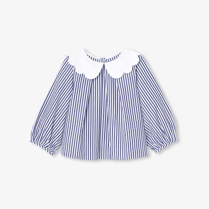 Blouse bébé fille en popeline rayée