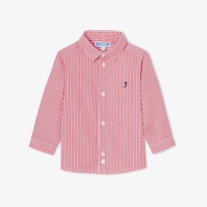 Chemise bébé garçon en popeline - blanc/rouge