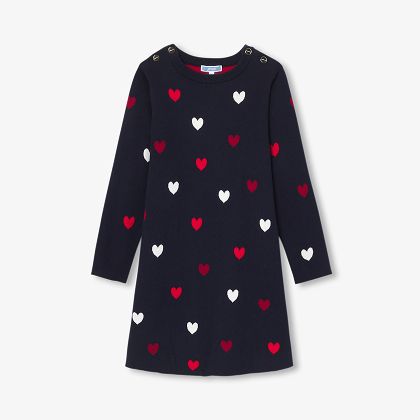 Robe enfant fille en tricot jersey - marine
