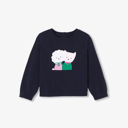 Pull bébé fille en coton - marine