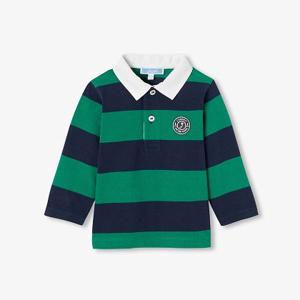 Polo bébé garçon manches longues - marine/vert