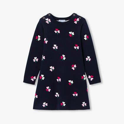Robe enfant fille en velours milleraies - marine