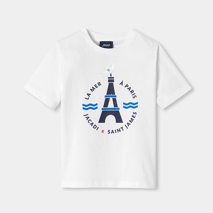 T-shirt enfant garçon en coton Jacadi x Saint James - blanc