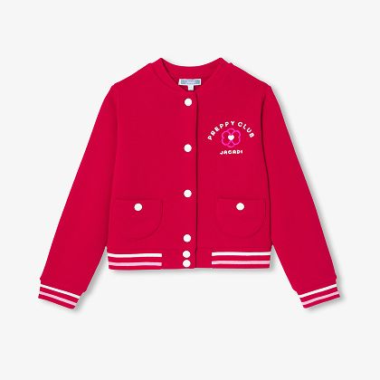 Cardigan Teddy enfant fille en molleton - rouge