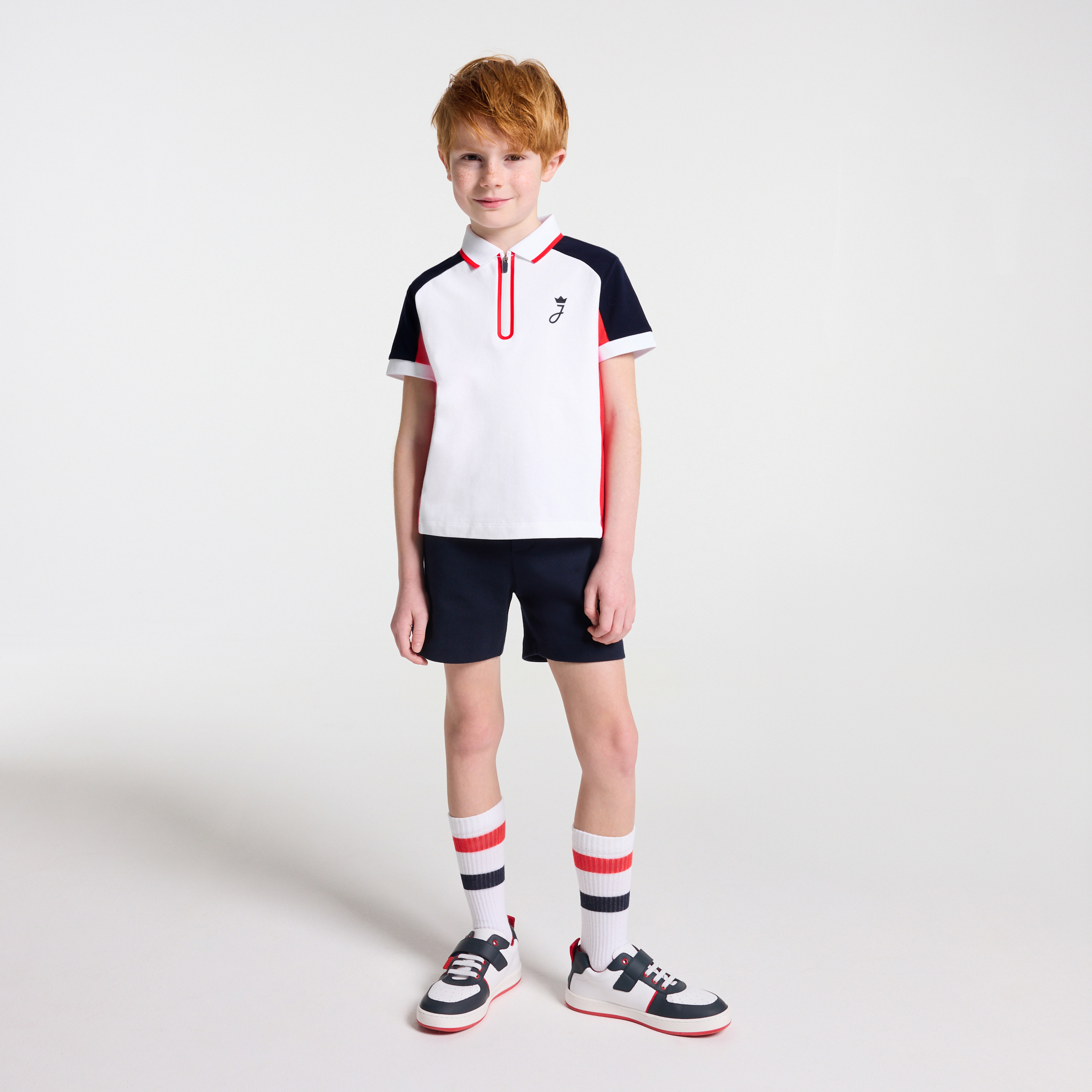 Jacadi - Short pour garçon en molleton piqué - Bleu - Taille: 12A