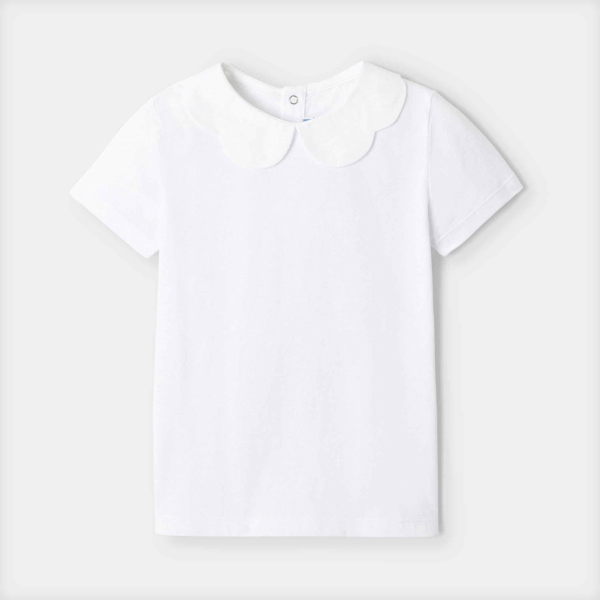 Jacadi - T-shirt pour fille à col festonné - Blanc - Taille: 04A