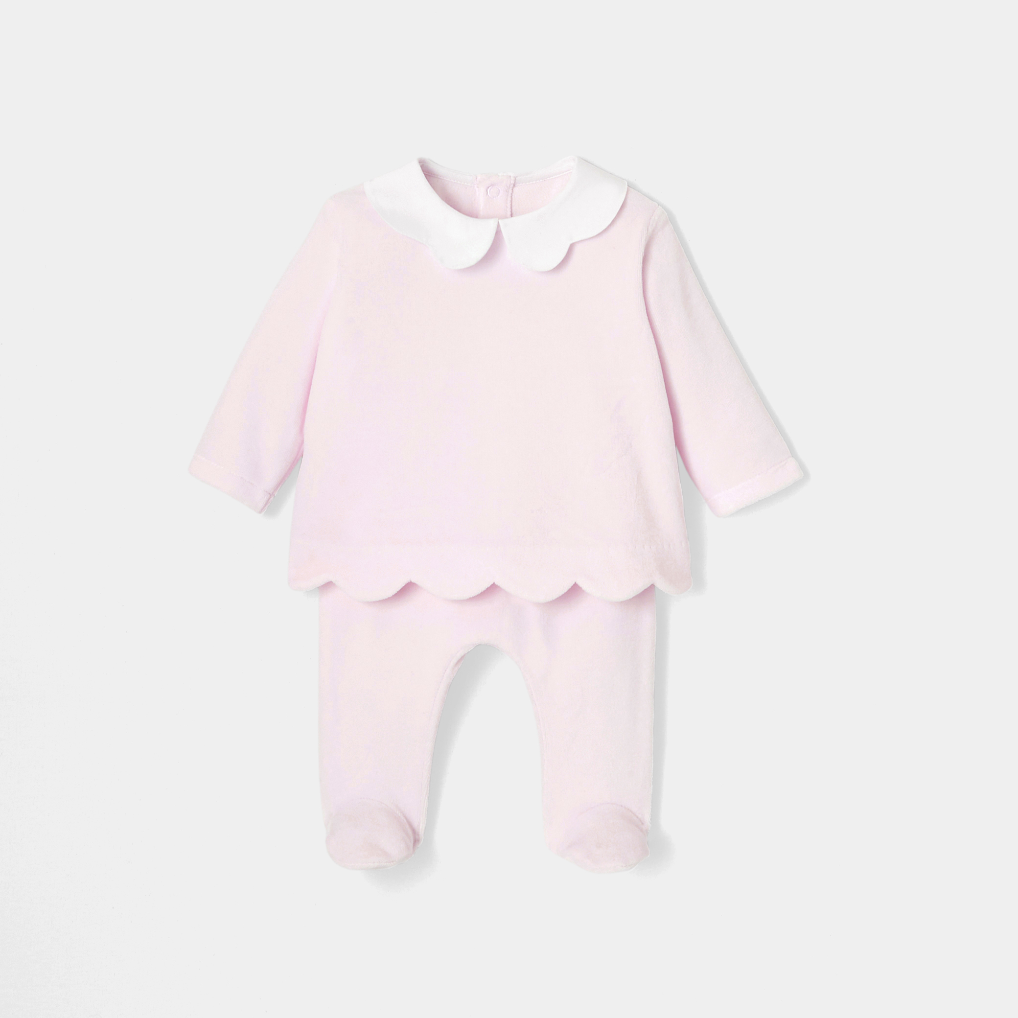 Jacadi - Ensemble pour bébé en velours - Rose - Taille: 03M - Idéal Cadeau naissance