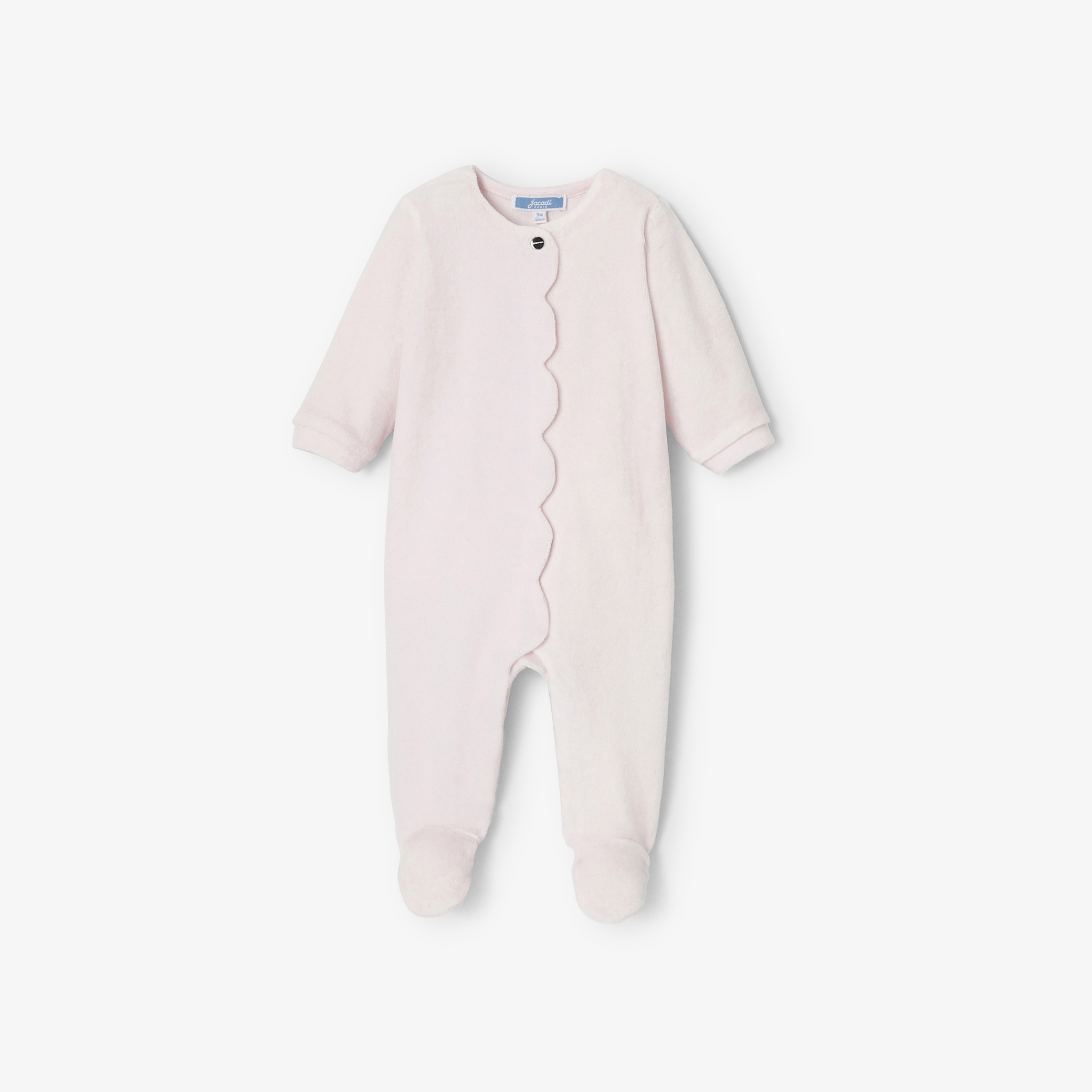 Jacadi - Pyjama pour bébé en velours bouclette - Rose - Taille: 00M - Idéal Cadeau naissance