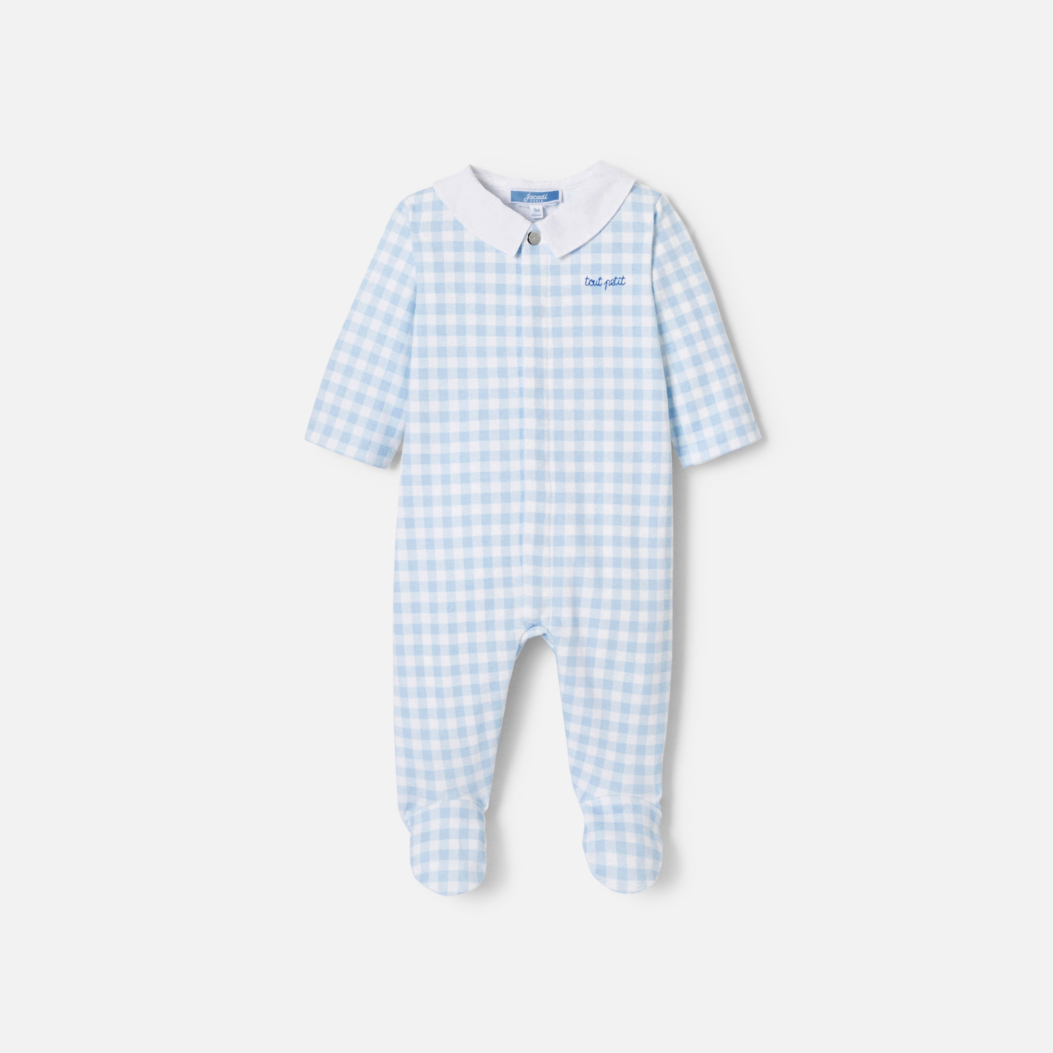 Jacadi - Pyjama pour bébé en interlock - Blanc/Bleu - Taille: 06M