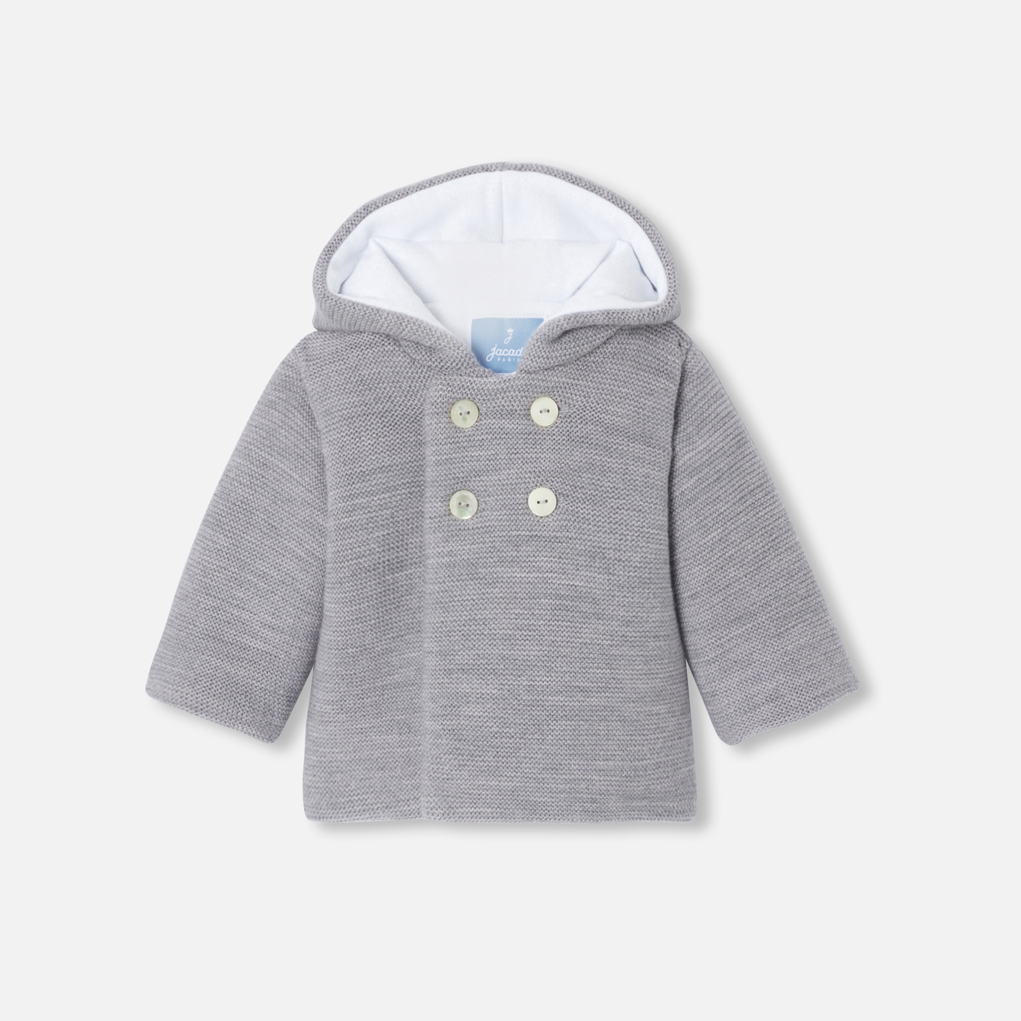 Jacadi - Veste burnous en tricot bébé - Gris - Taille: 06M - Idéal Cadeau naissance
