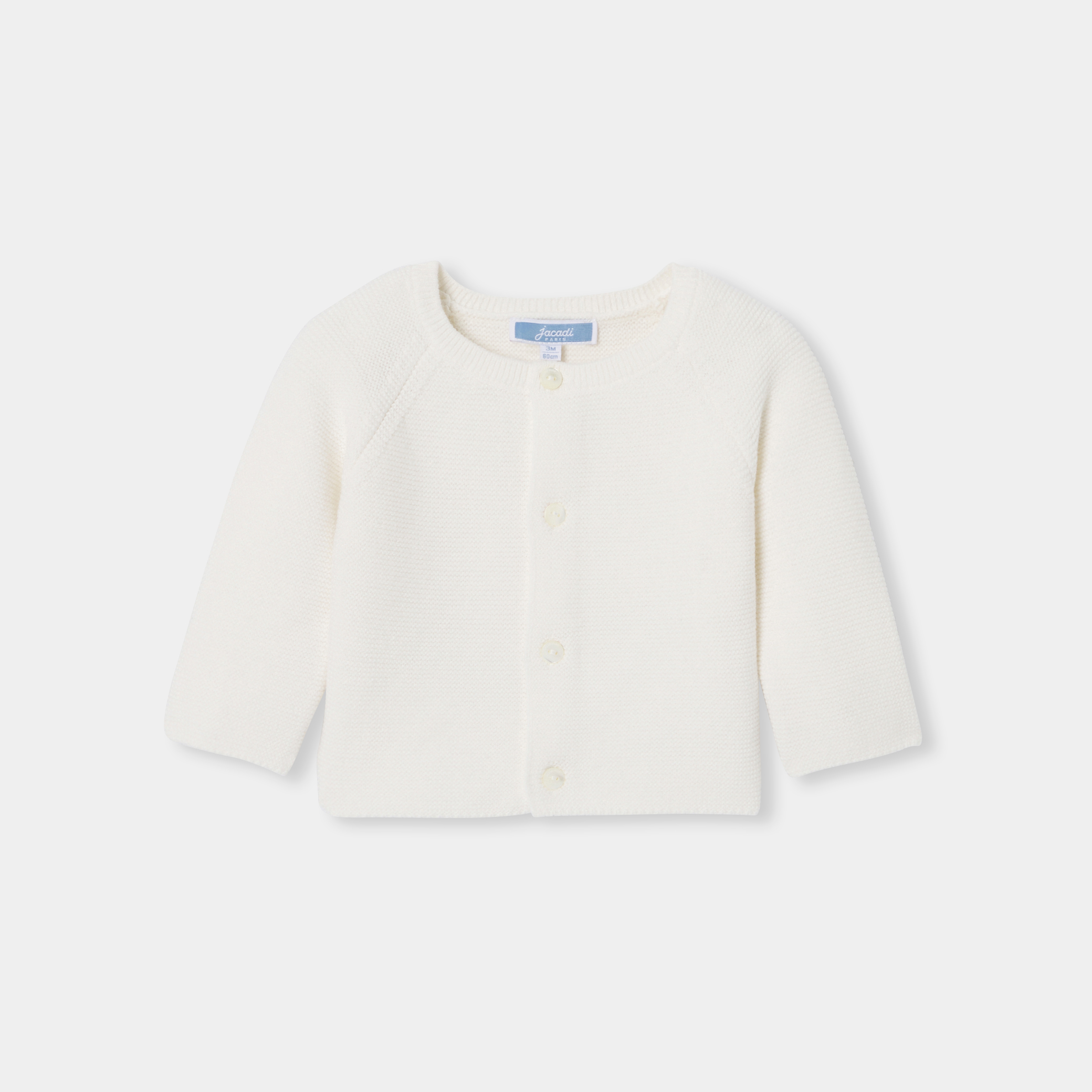 Jacadi - Cardigan bébé en laine et coton - Blanc - Taille: 12M - Idéal Cadeau naissance