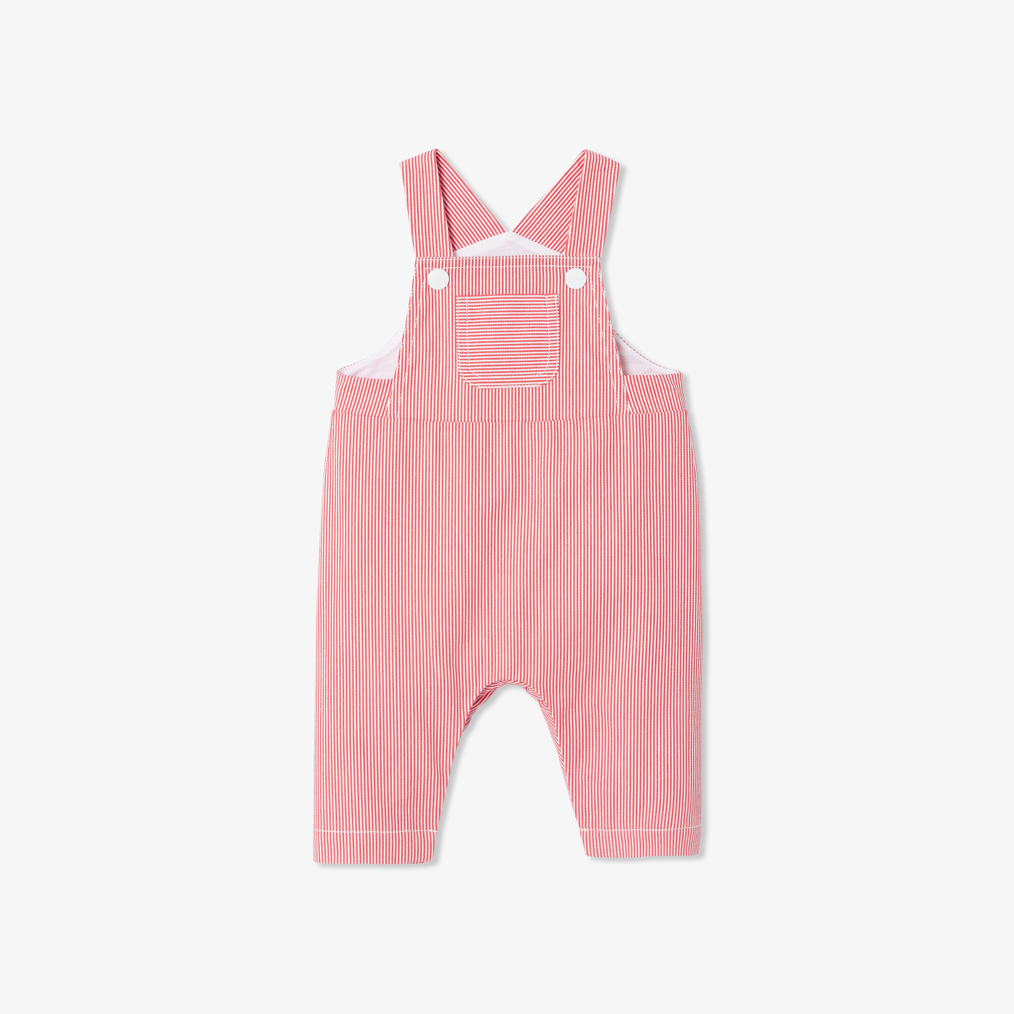 Jacadi - Salopette longue bébé - Blanc/Rouge - Taille: 06M - Idéal Cadeau naissance