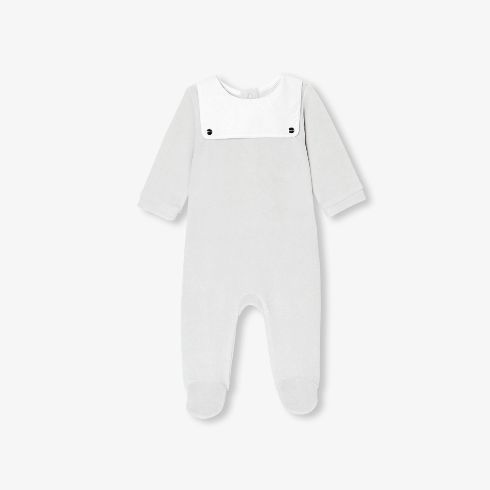 Jacadi - Pyjama bébé en velours - Gris - Taille: 01M - Idéal Cadeau naissance