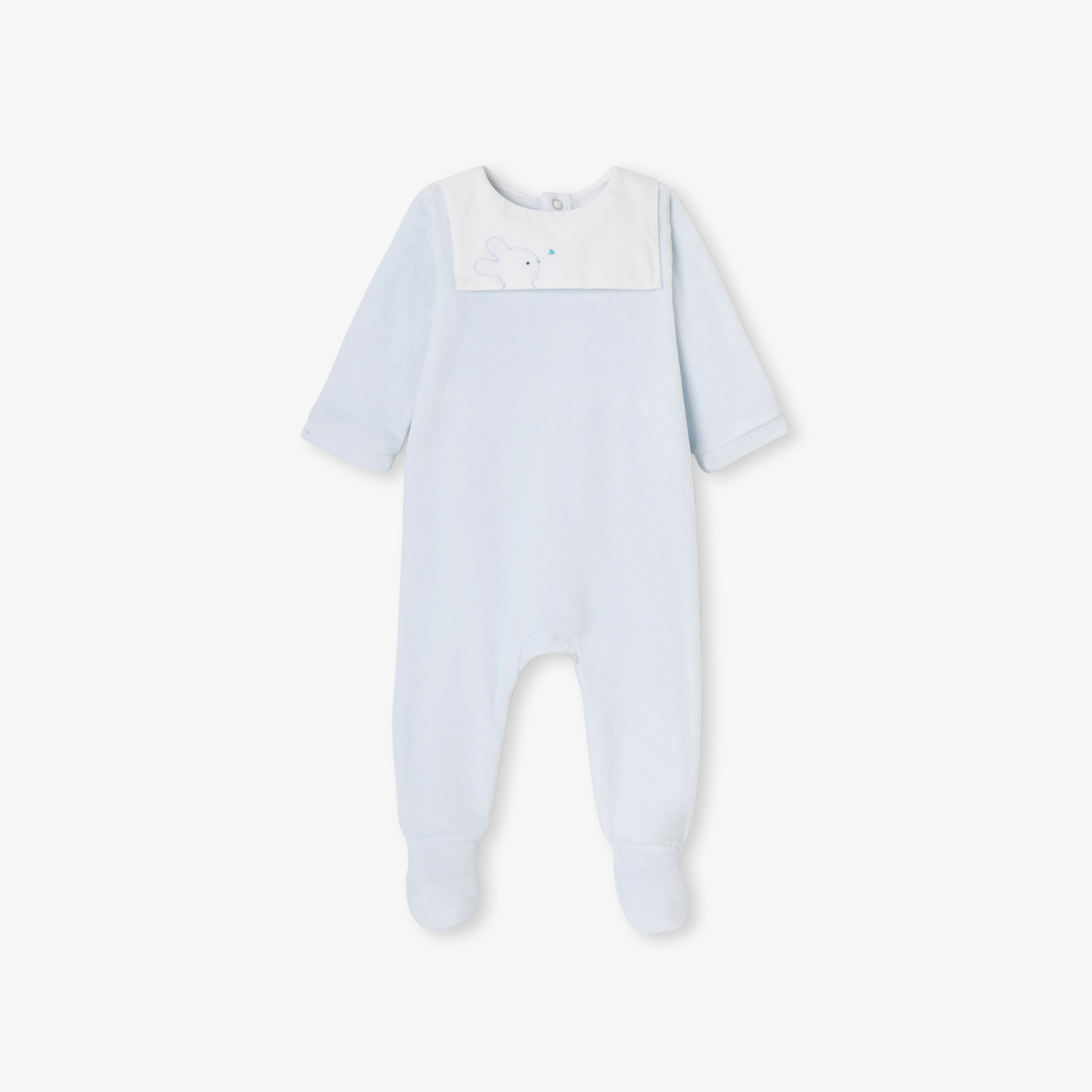 Jacadi - Pyjama pour bébé en velours - Bleu - Taille: 01M