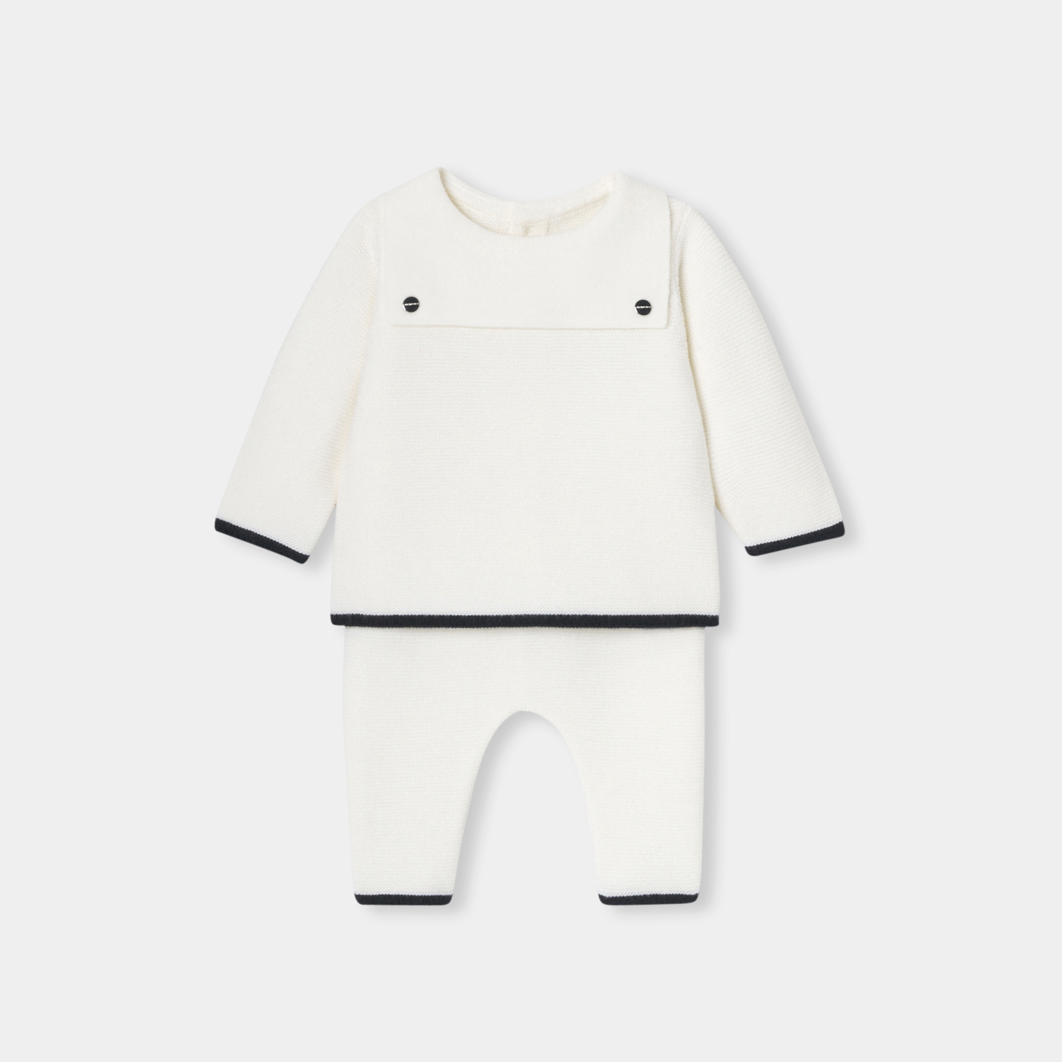 Jacadi - N° 10 Ensemble tricot bébé en laine - Blanc - Taille: 03M - Idéal Cadeau naissance