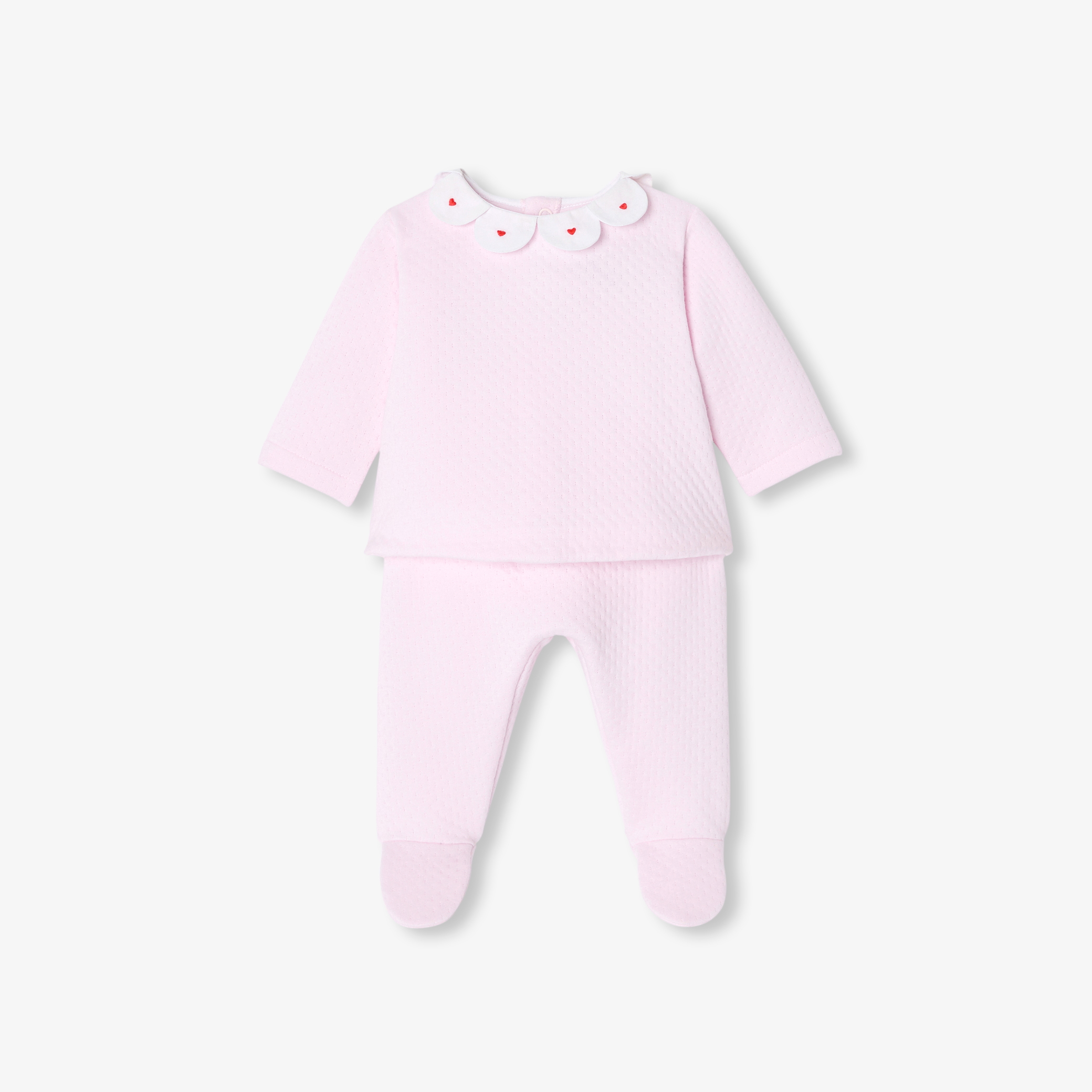 Jacadi - Ensemble confort pour bébé en double jersey - Rose - Taille: 12M - Idéal Cadeau naissance