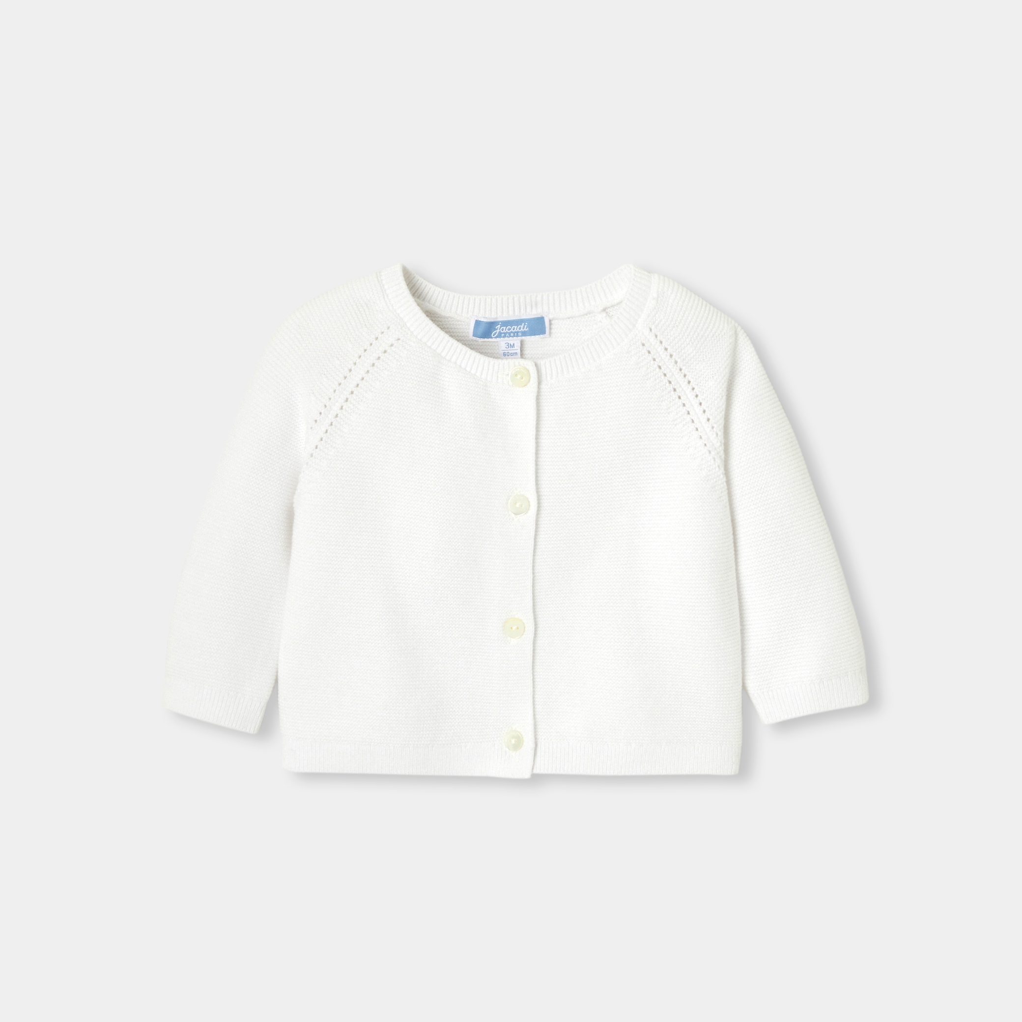 Jacadi - Cardigan pour bébé en coton point mousse - Blanc - Taille: 06M - Idéal Cadeau naissance