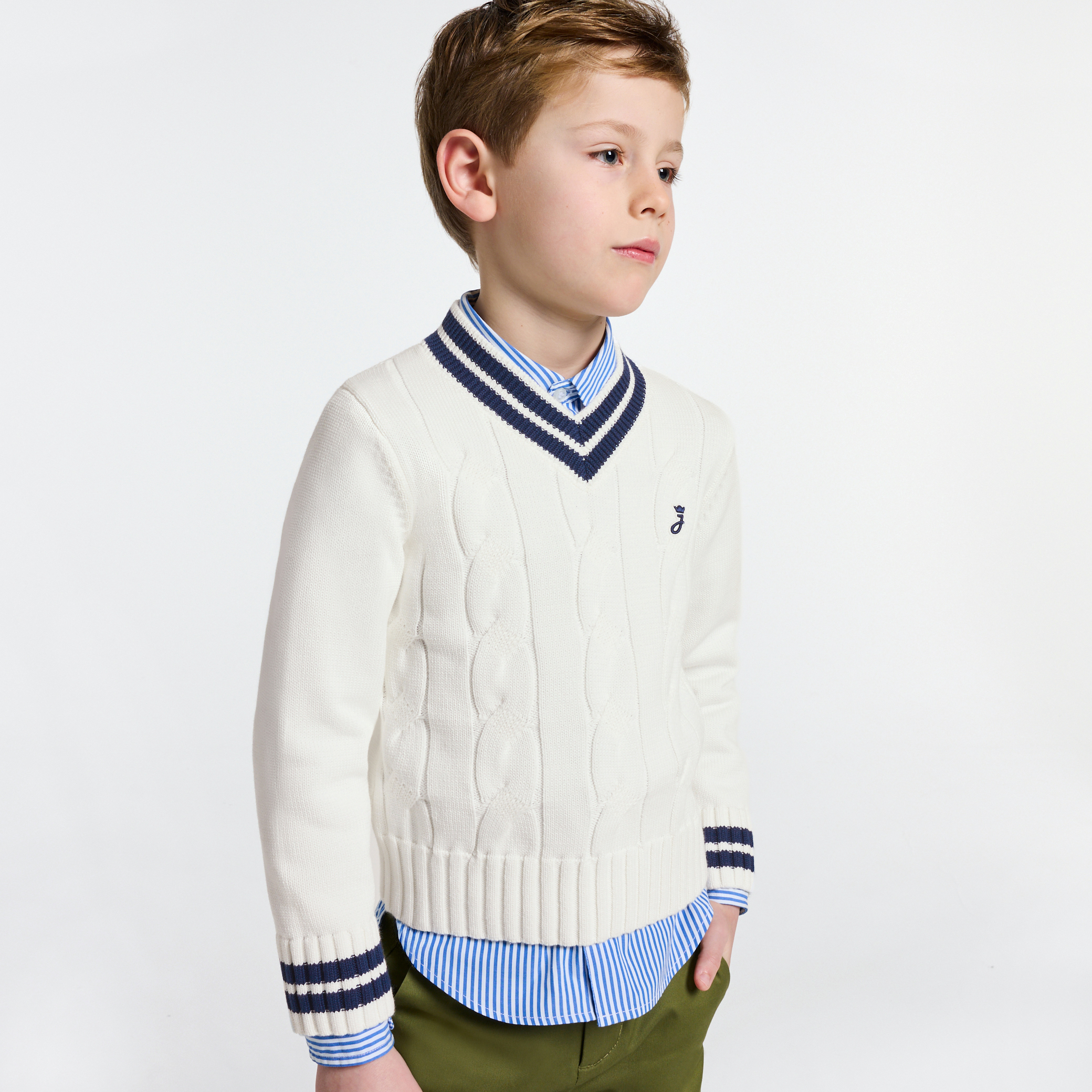 Jacadi - Pull enfant maille torsadée - Blanc - Taille: 04A