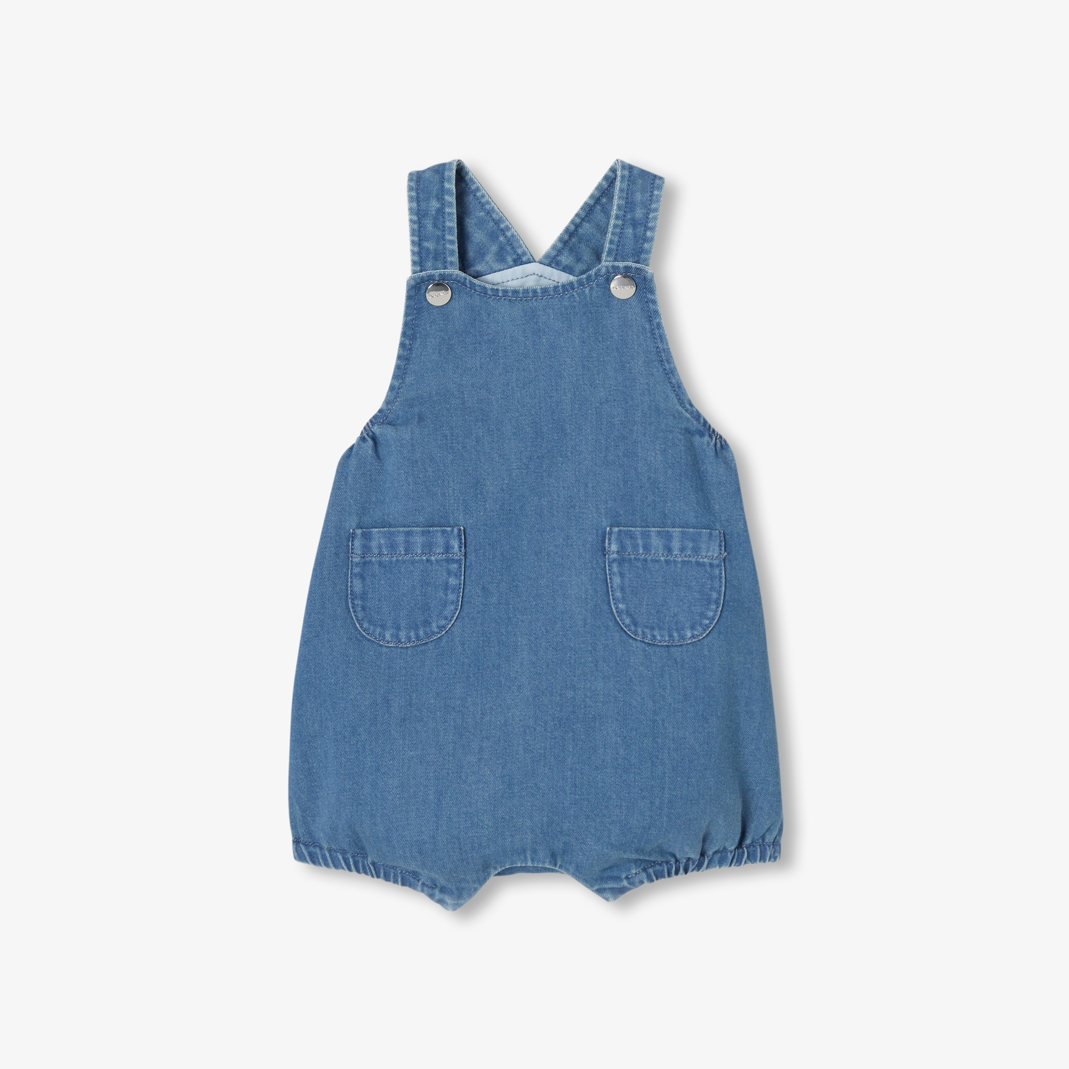 Jacadi - Salopette courte bébé en jean léger - Bleu - Taille: 12M - Idéal Cadeau naissance
