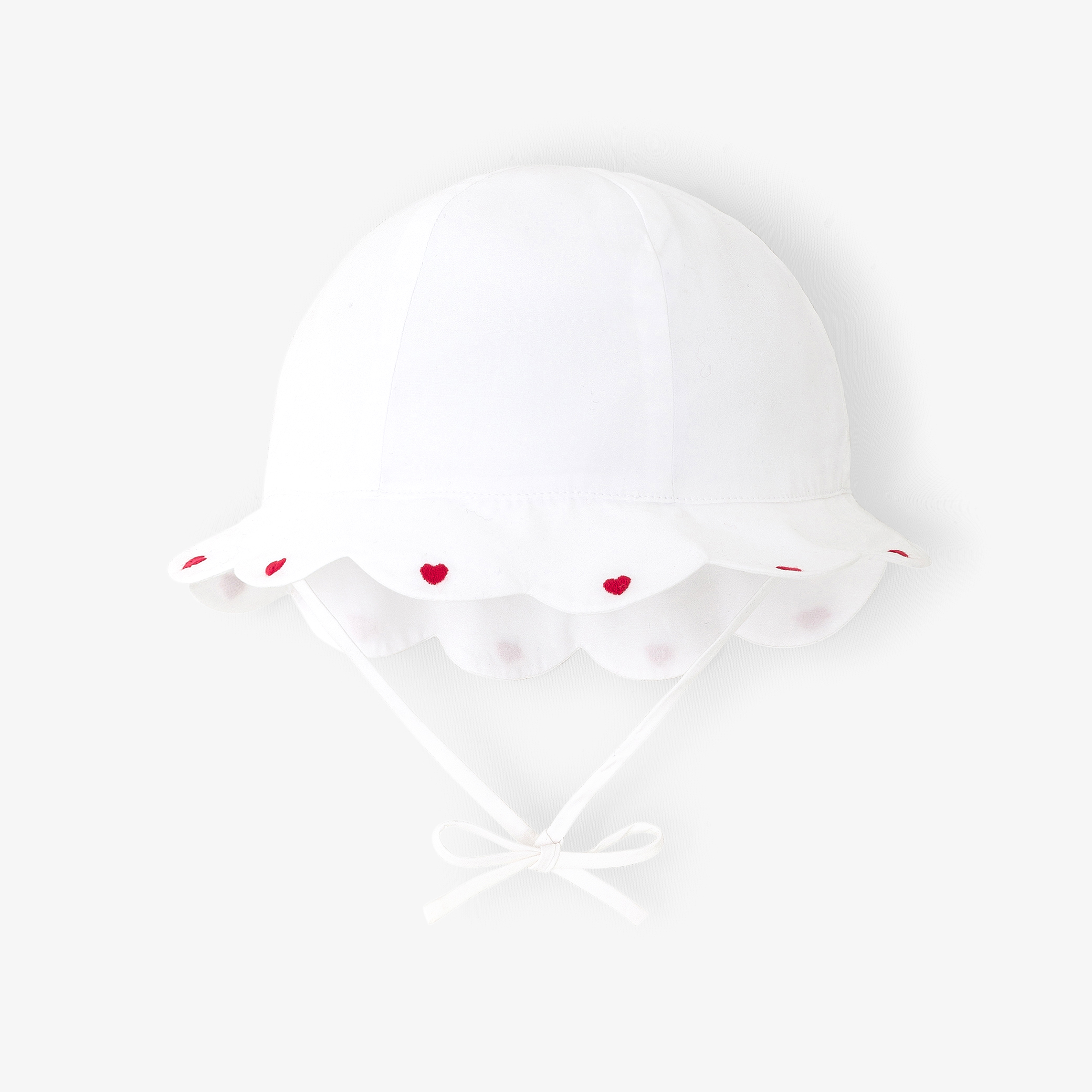 Jacadi - Chapeau pour bébé en coton à bord festonné - Blanc/Bleu - Taille: 41 - Idéal Cadeau naissance