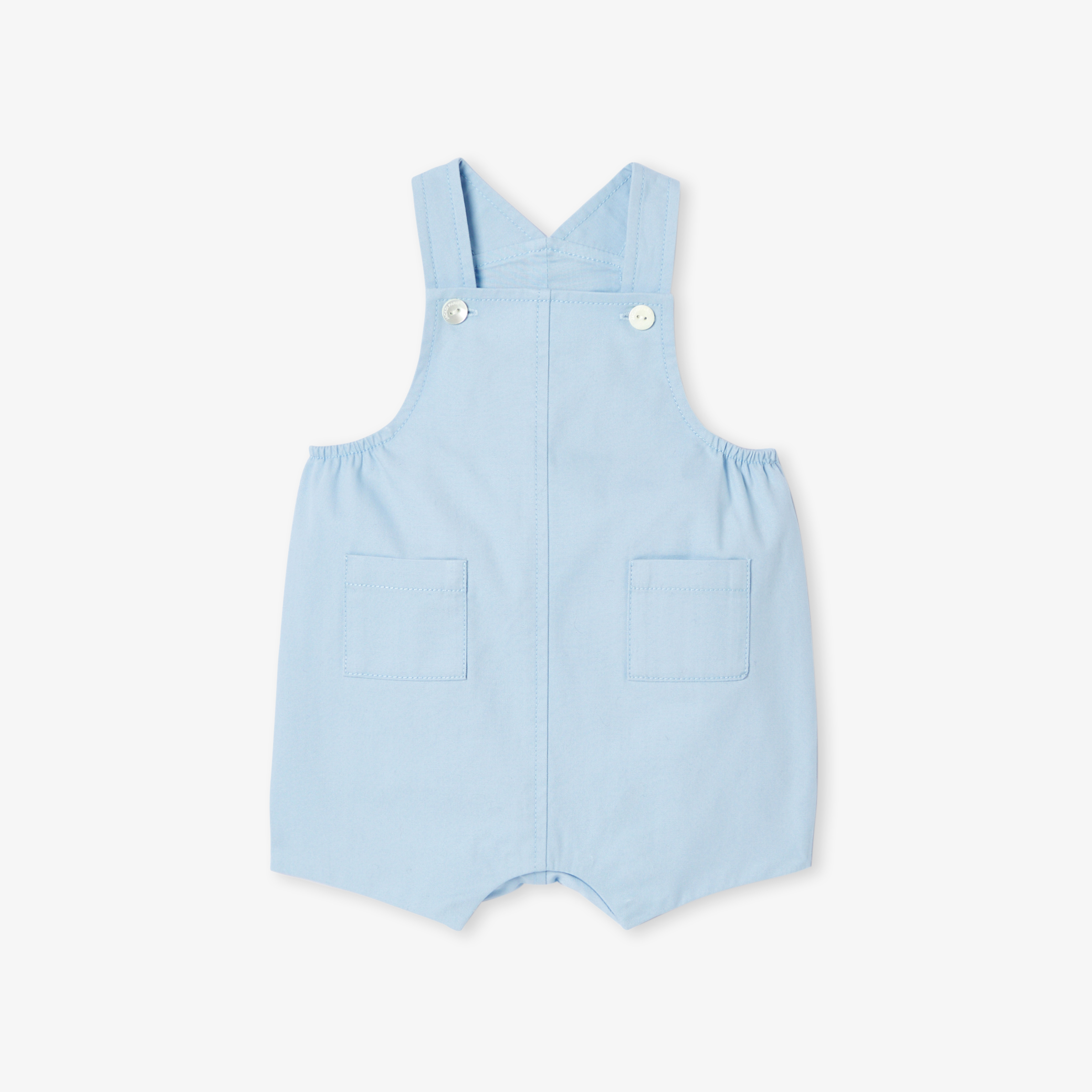 Jacadi - Salopette courte bébé en twill de coton - Bleu - Taille: 06M - Idéal Cadeau naissance
