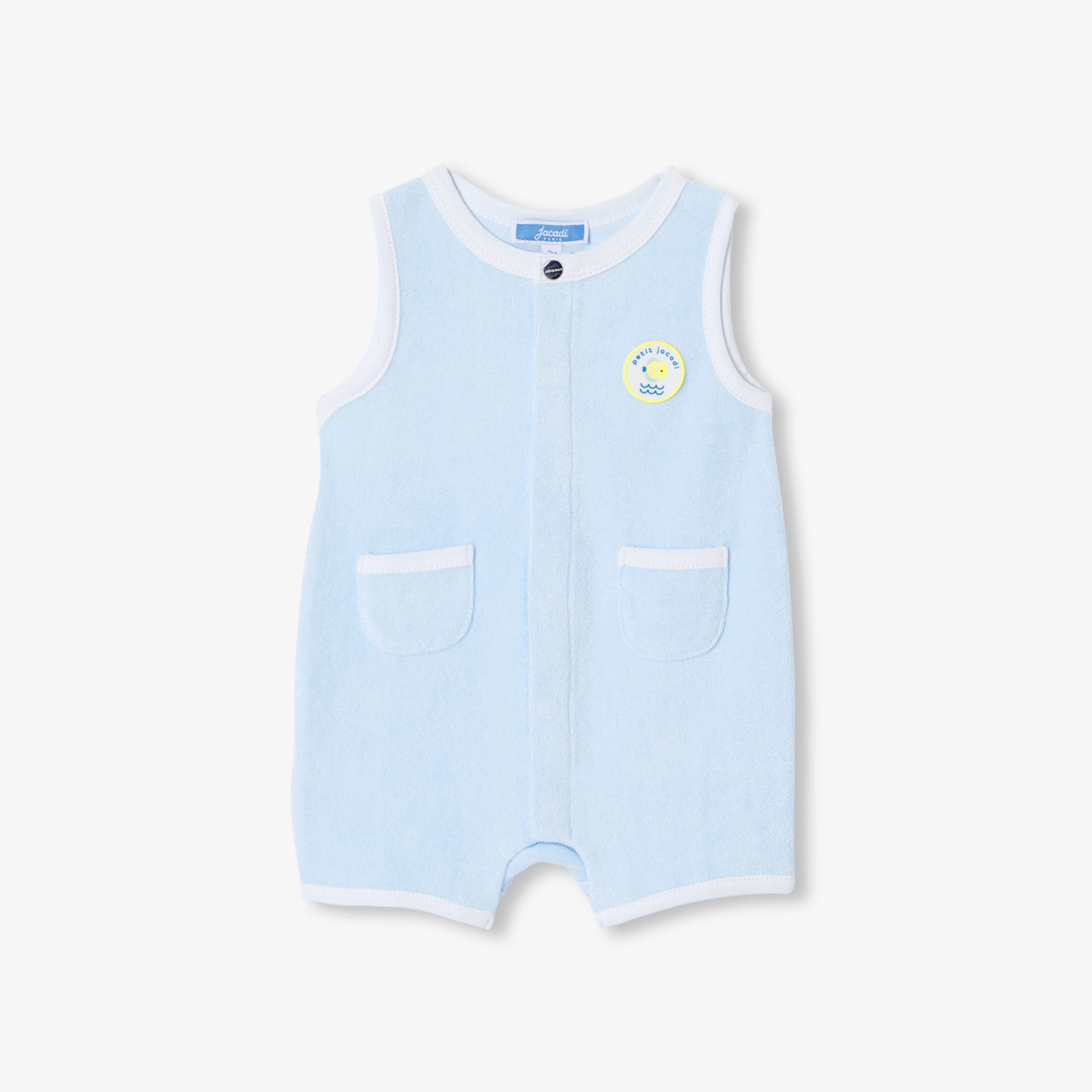Jacadi - Barboteuse pour bébé en éponge - Bleu - Taille: 03M - Idéal Cadeau naissance
