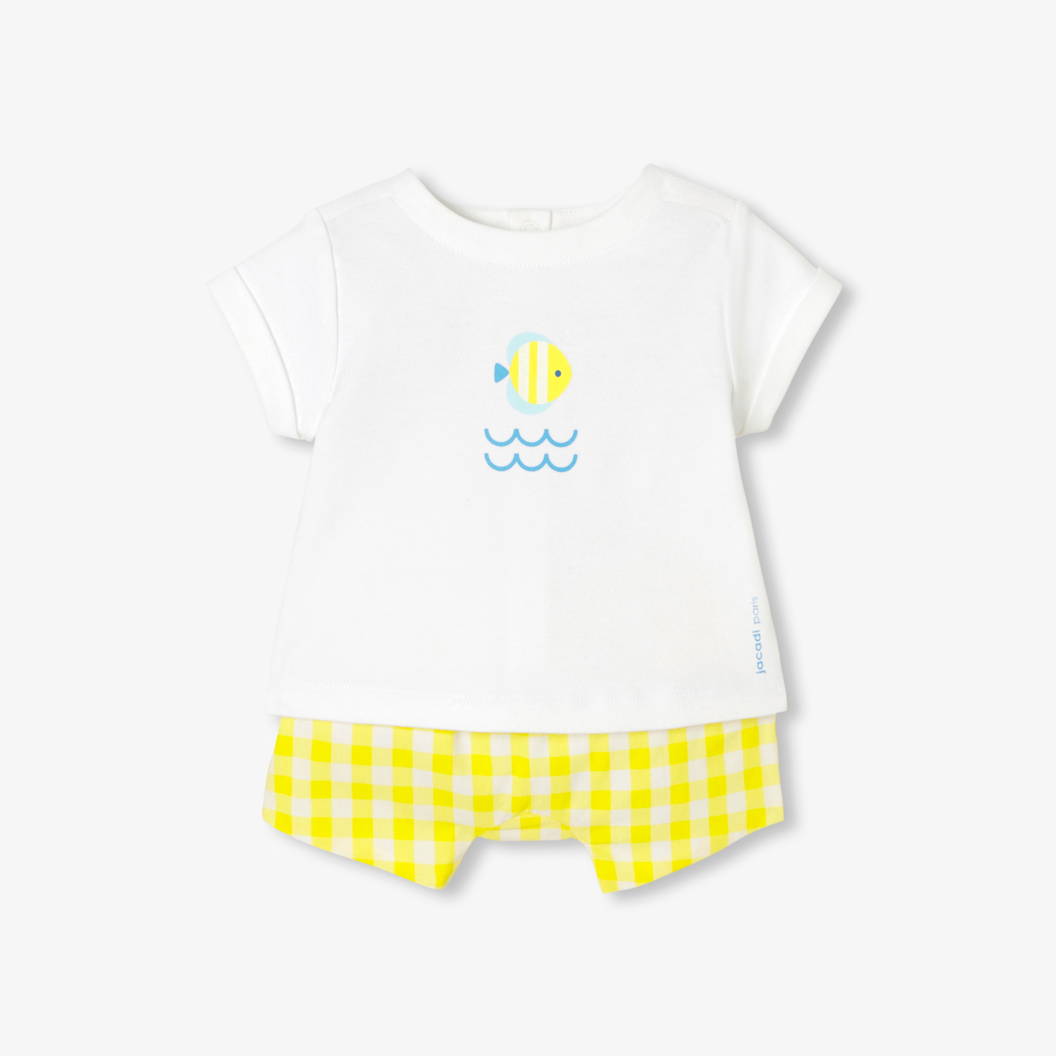 Jacadi - Ensemble pour bébé en coton - Blanc/Multicouleur - Taille: 03M - Idéal Cadeau naissance