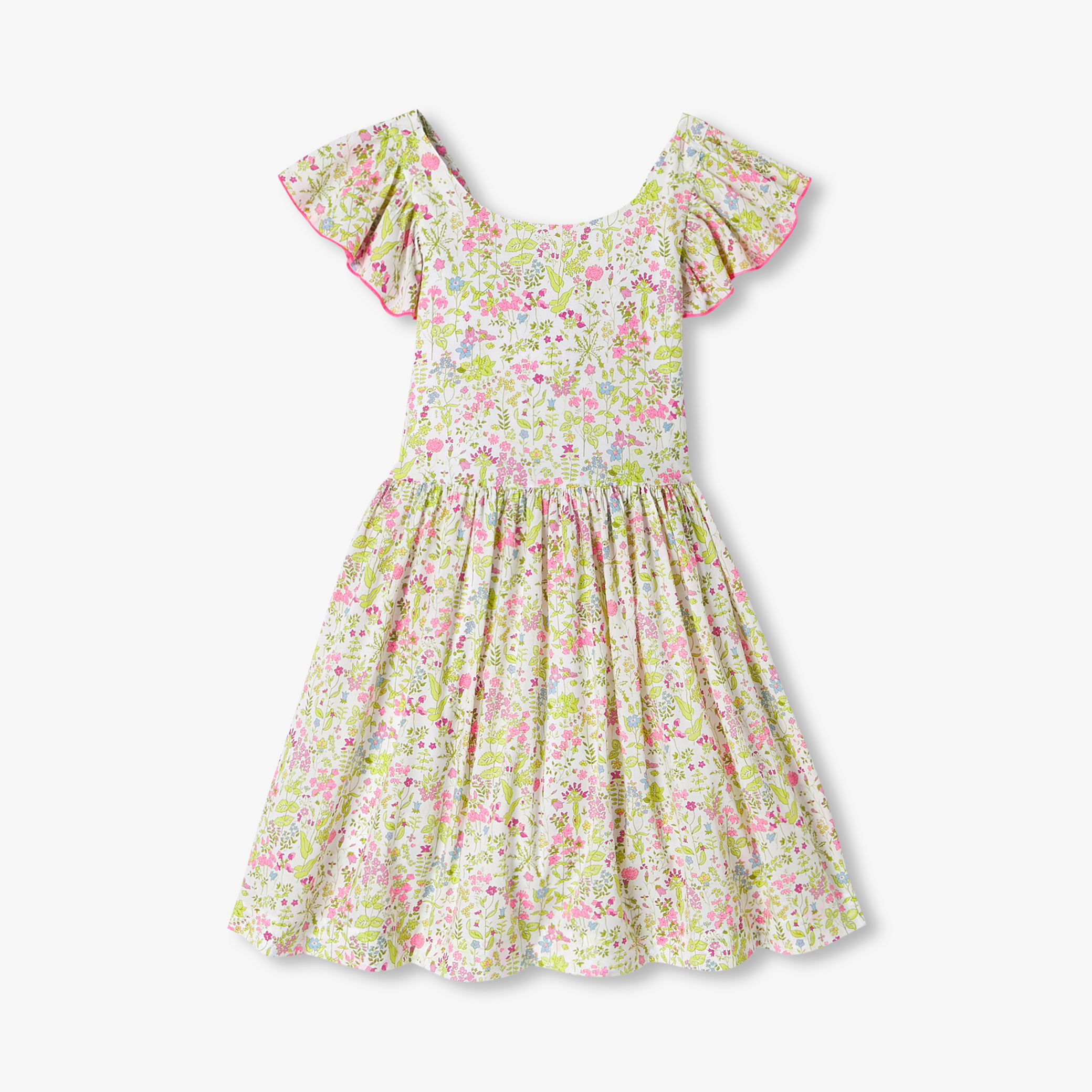 Jacadi - Robe pour fille dos-nu en tissu Liberty - Blanc/Multicouleur - Taille: 05A