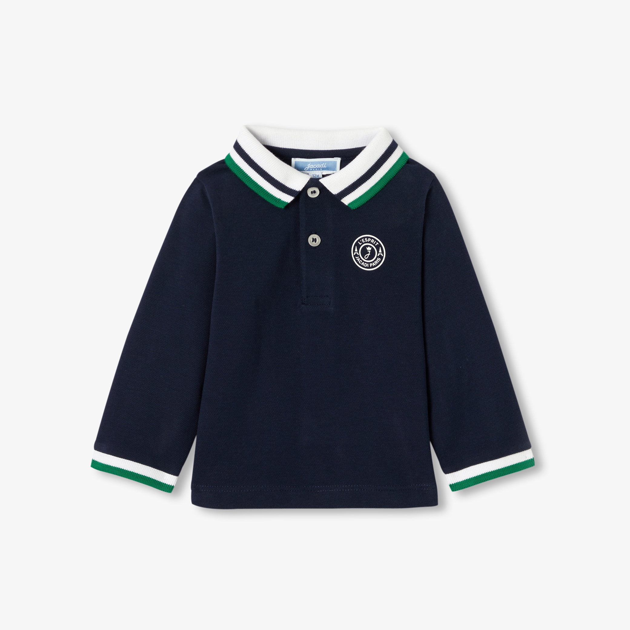 Jacadi - Polo pour bébé manches longues - Bleu - Taille: 24M