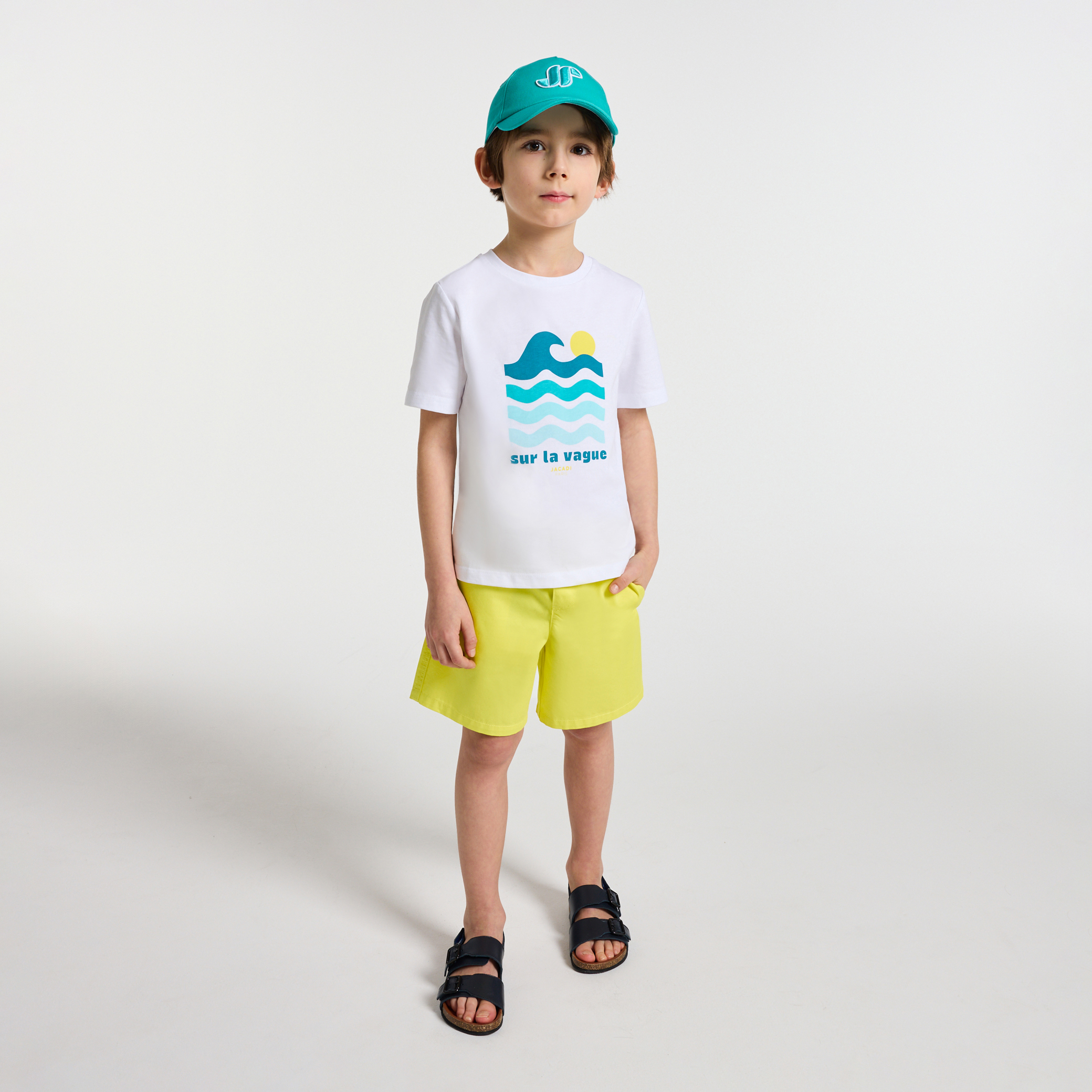 Jacadi - Bermuda pour garçon en sergé de coton - Jaune - Taille: 12A