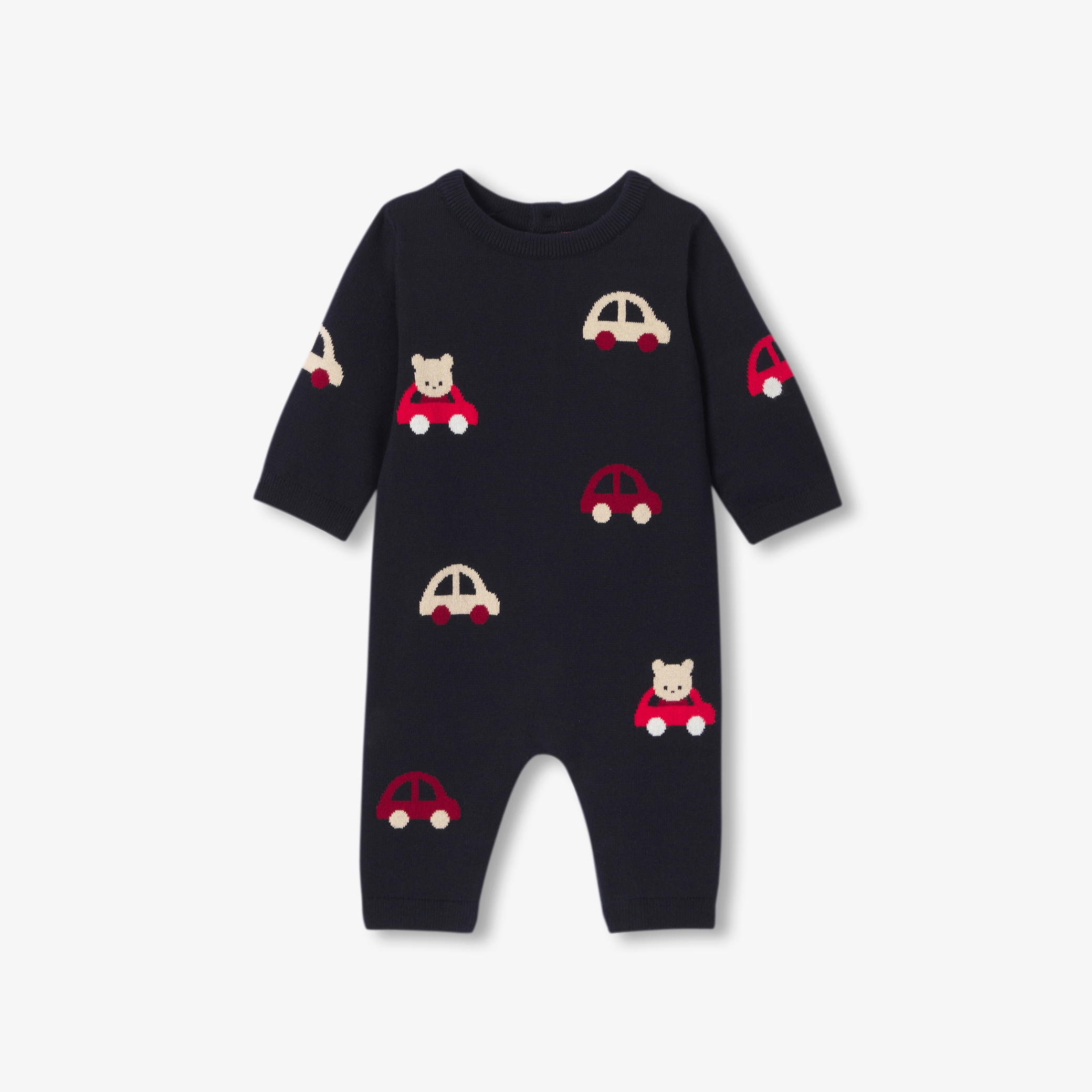 Jacadi - Combinaison pour bébé en tricot à motifs - Marine/Multicouleur - Taille: 12M - Idéal Cadeau naissance
