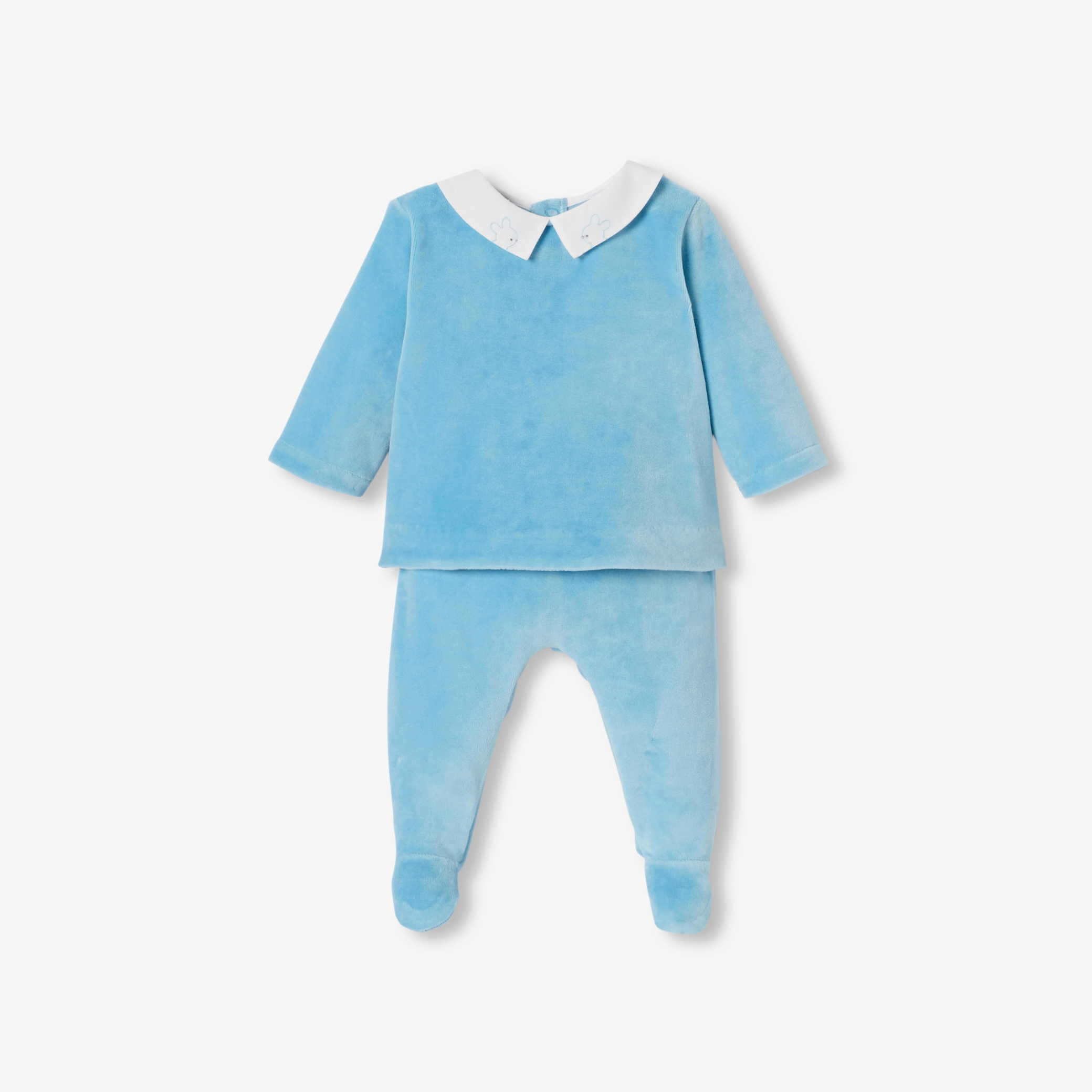 Jacadi - Ensemble confort pour bébé en velours - Bleu - Taille: 01M - Idéal Cadeau naissance