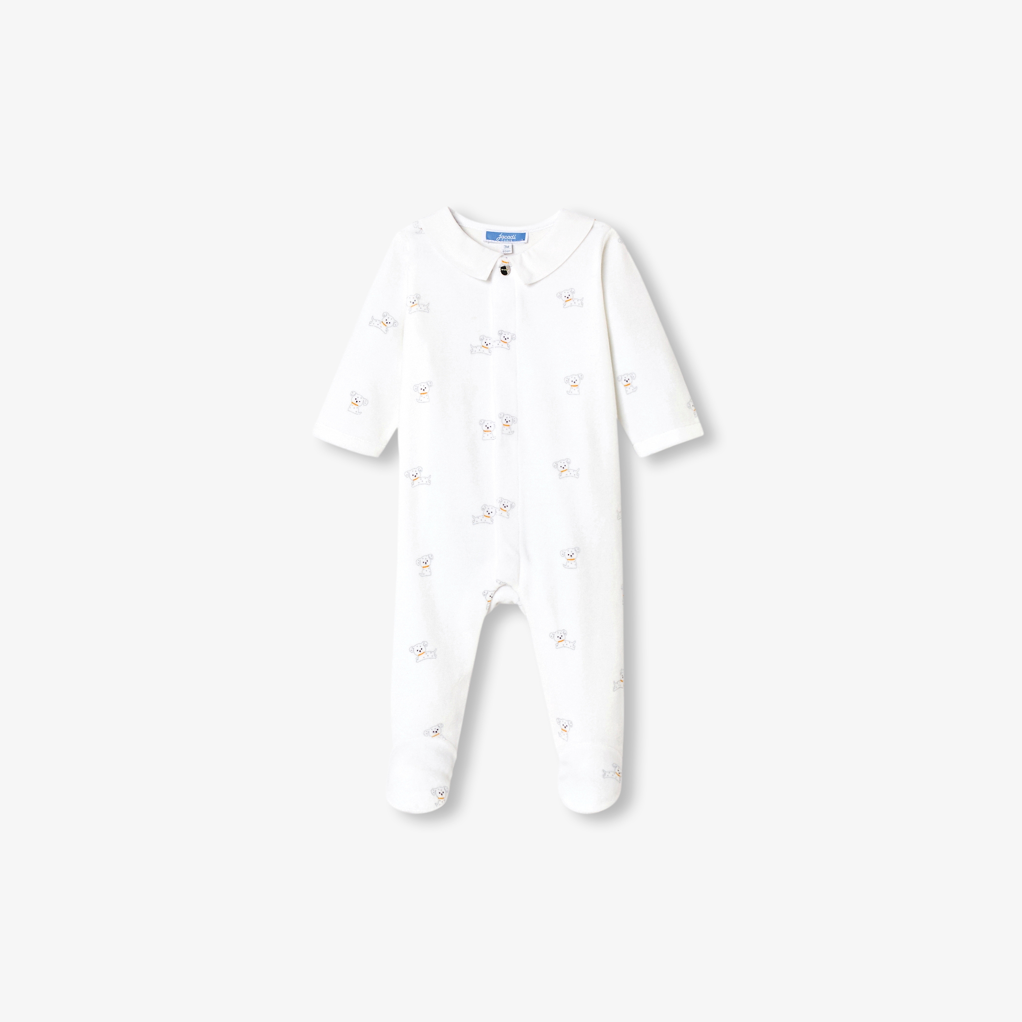 Jacadi - Pyjama bébé en velours motif chien - Blanc Doux/Multicouleur - Taille: 06M