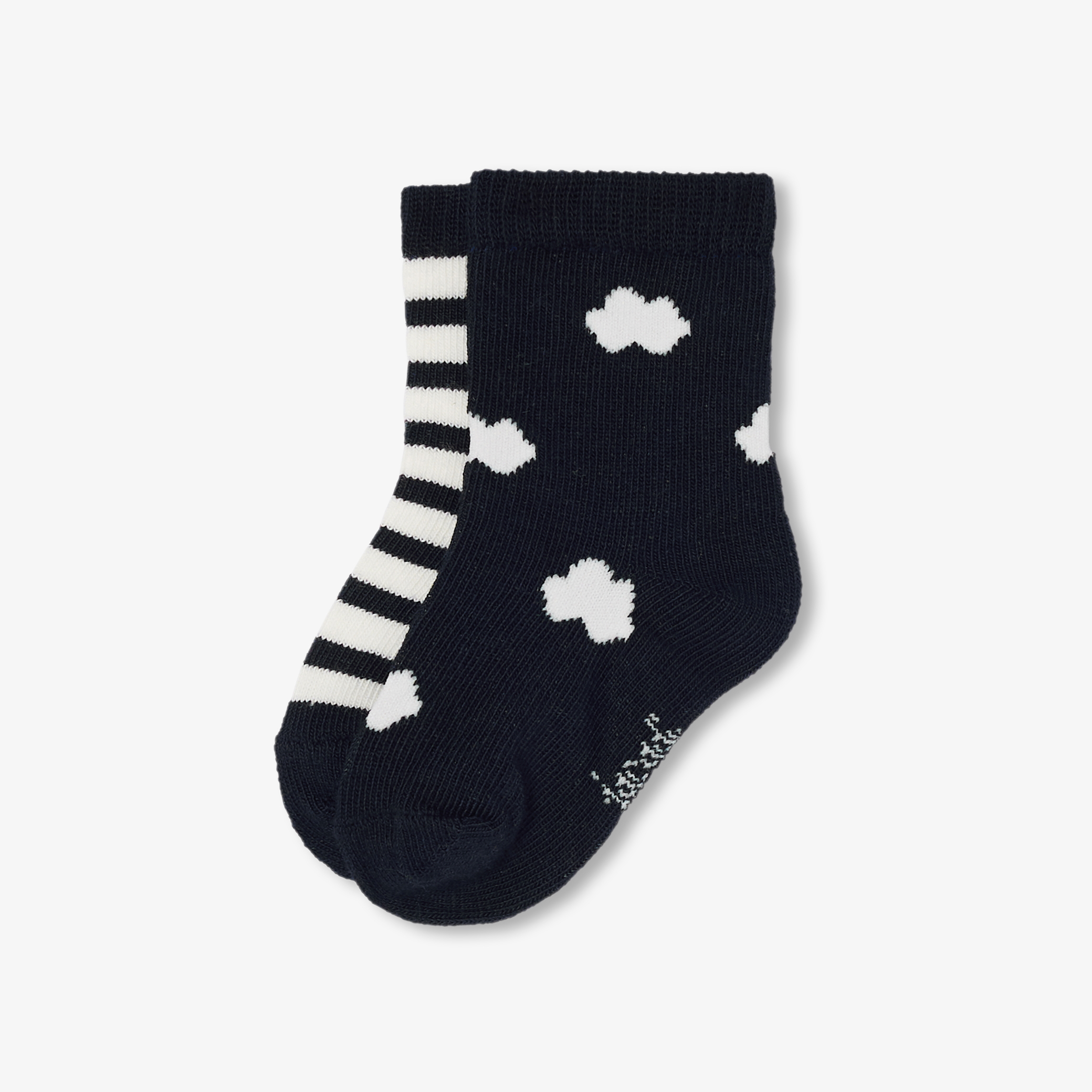Jacadi - Duo de chaussettes bébé - Marine/Blanc - Taille: 15/16 - Idéal Cadeau naissance