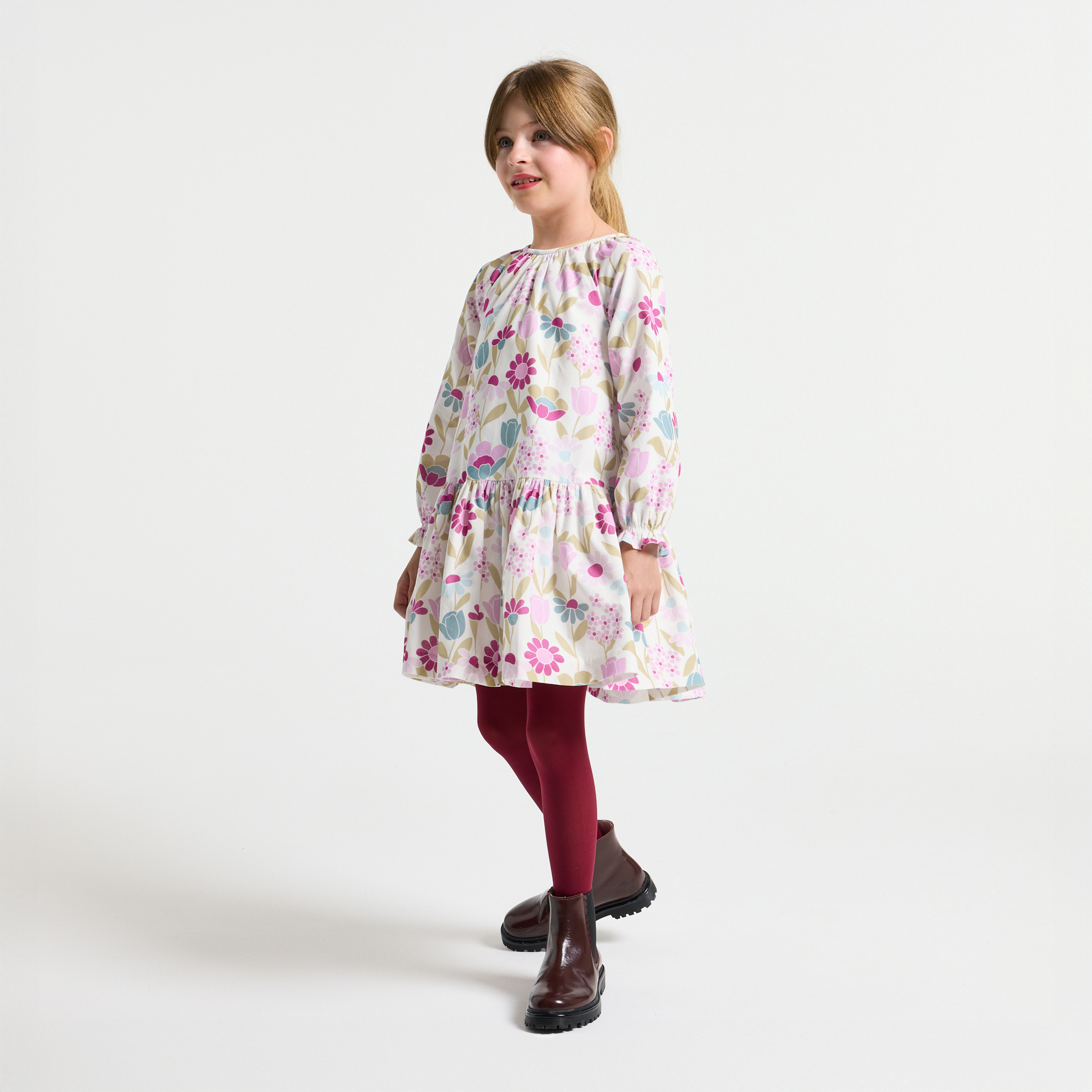 Jacadi - Robe pour fille en velours milleraies - Blanc Doux/Multicouleur - Taille: 10A