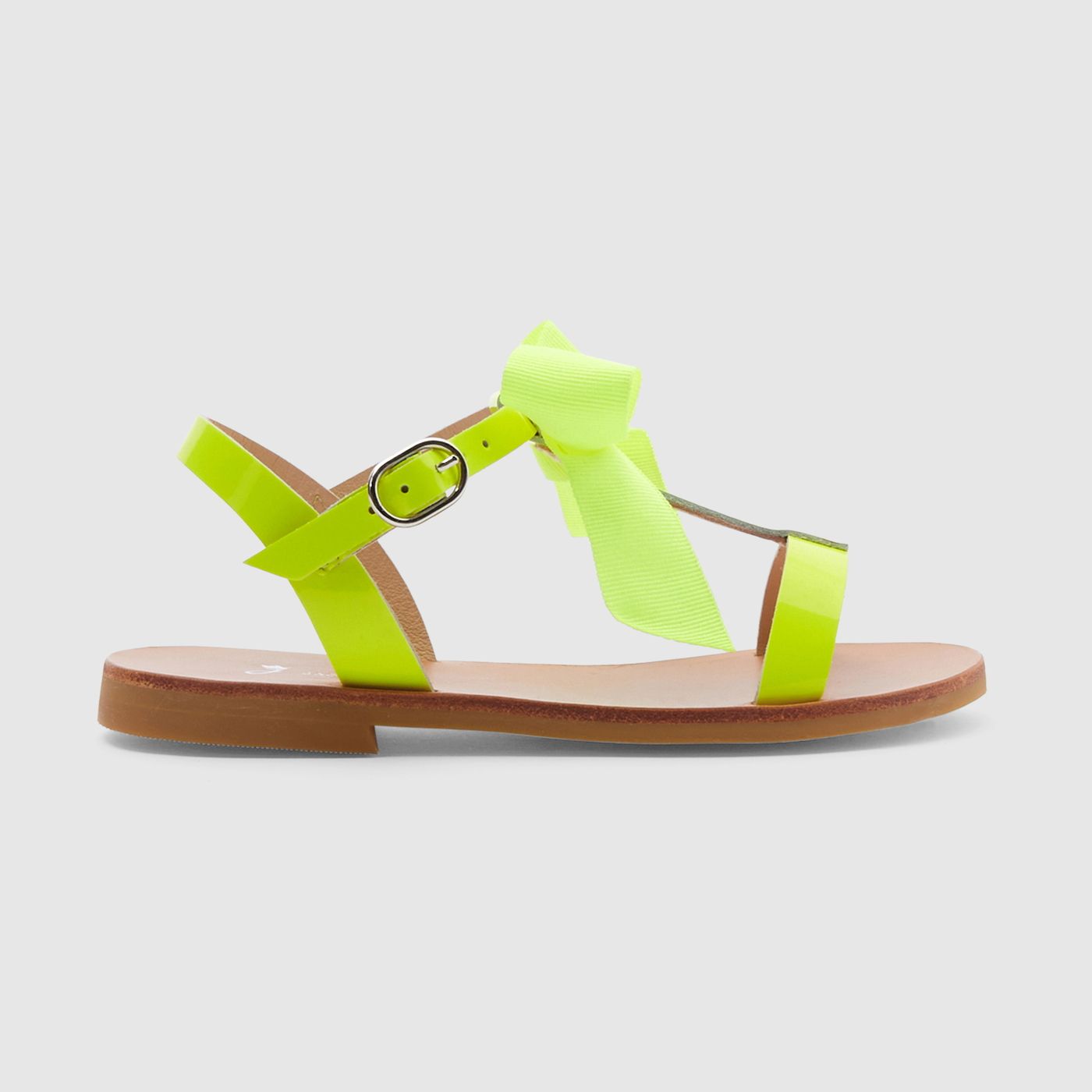 Sandales enfant fille en cuir verni Jaune fluo Jacadi Paris