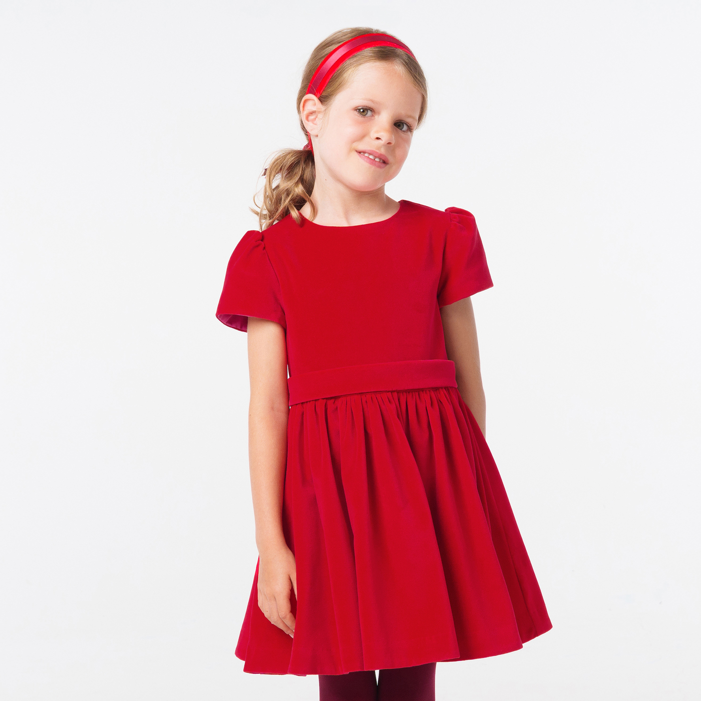 Robe en velours enfant fille - Rouge pavot | Jacadi Paris