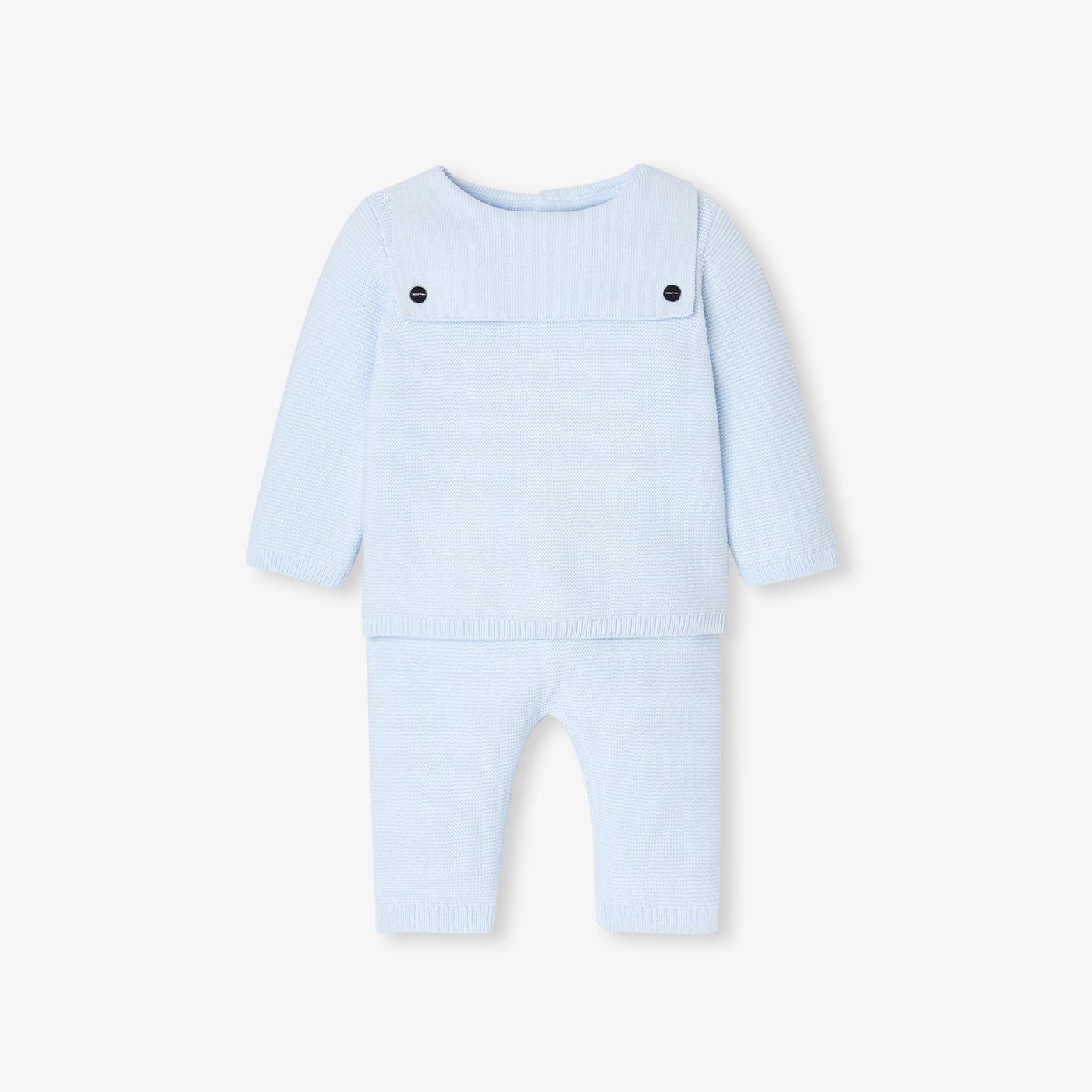 Ensemble bébé garçon en point mousse Bleu pale Jacadi Paris