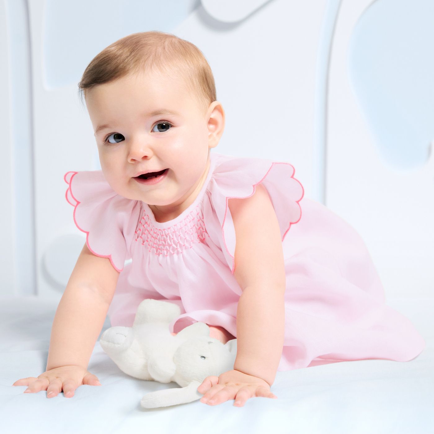 Robe bébé fille en lin Rose pale Jacadi Paris