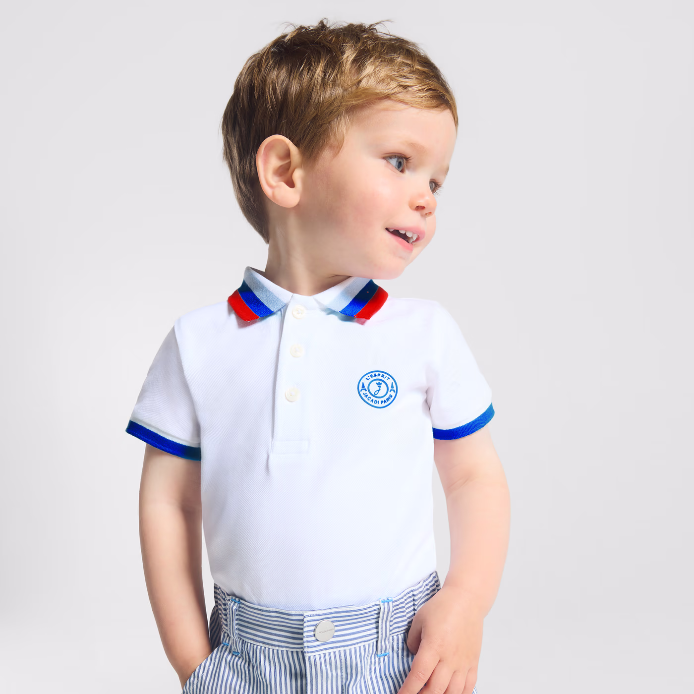 Body bébé garçon col polo Blanc Jacadi Paris1
