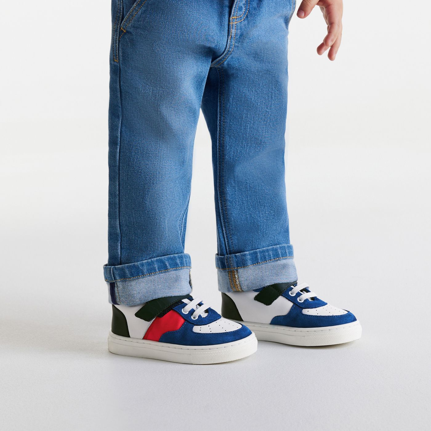 Baskets en cuir bébé garçon Bleu/rouge Jacadi Paris