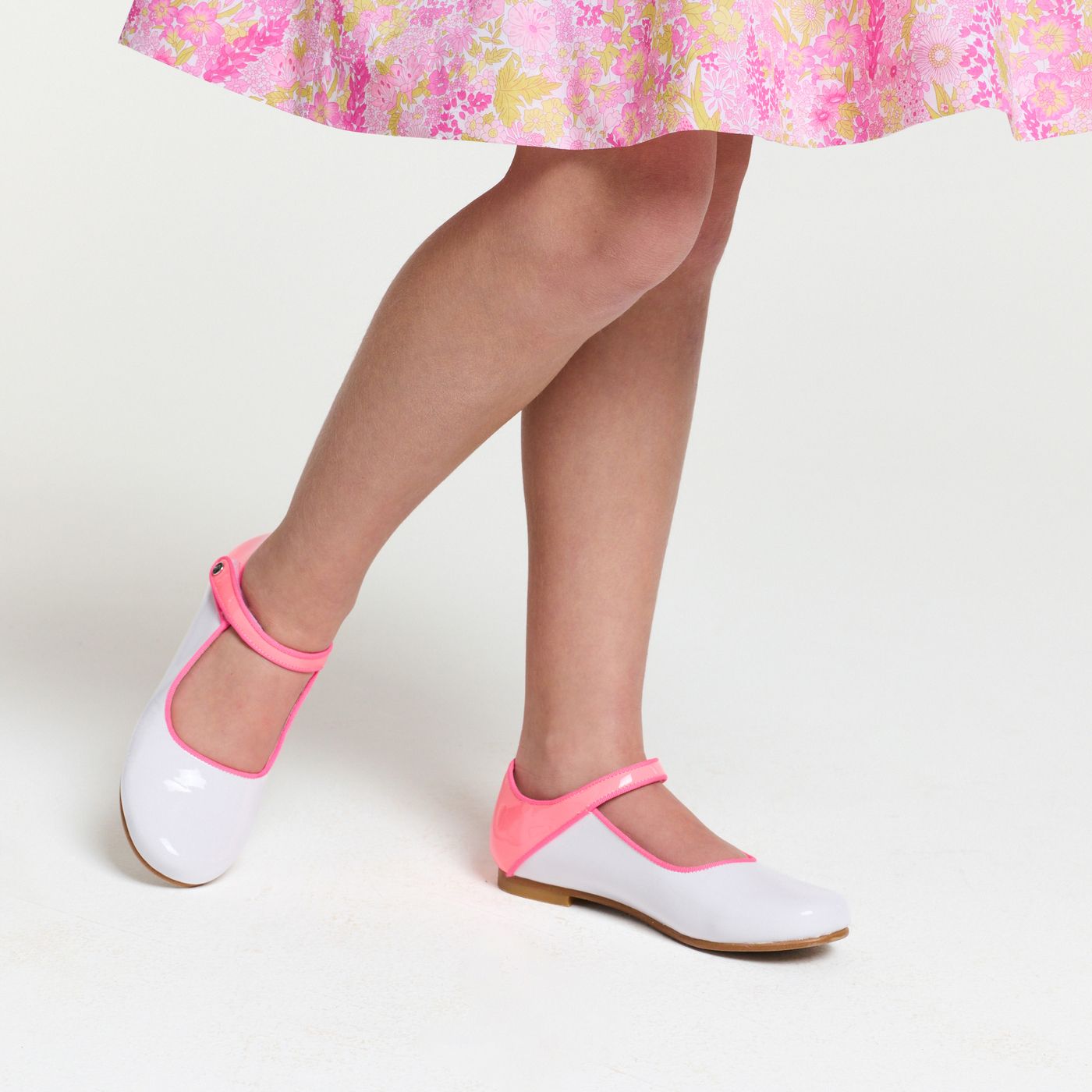 Vernii Charles IX enfant fille en cuir verni - Blanc/rose | Jacadi Paris
